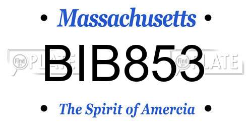 BIB853 Massachusetts License Plate