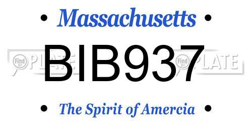 BIB937 Massachusetts License Plate