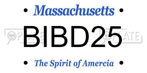 BIBD25 Massachusetts License Plate