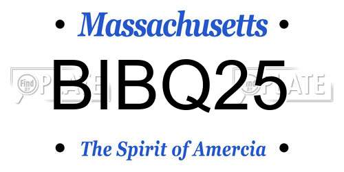 BIBQ25 Massachusetts License Plate