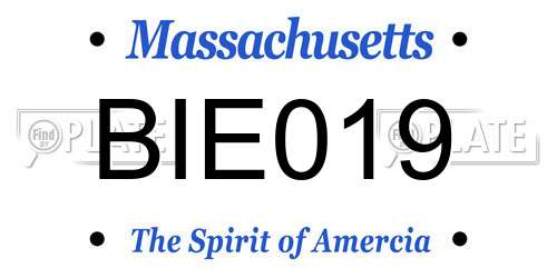 BIE019 Massachusetts License Plate