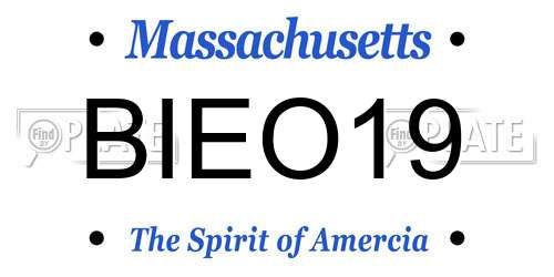 BIEO19 Massachusetts License Plate
