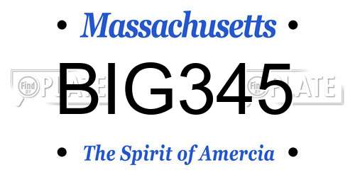 BIG345 Massachusetts License Plate