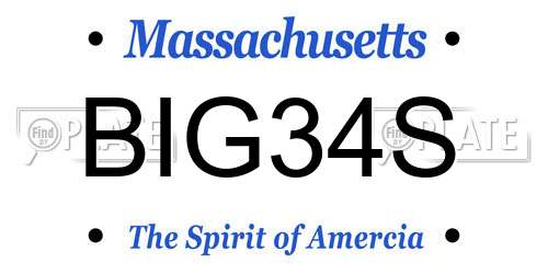 BIG34S Massachusetts License Plate
