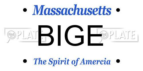 BIGE Massachusetts License Plate