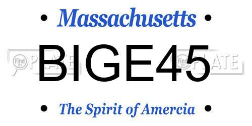 BIGE45 Massachusetts License Plate