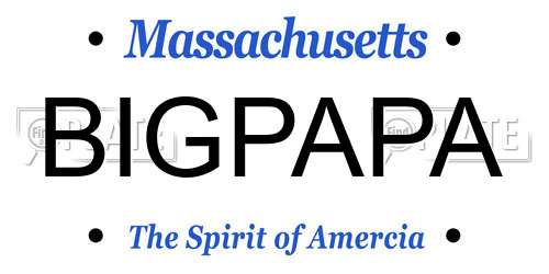 BIGPAPA Massachusetts License Plate