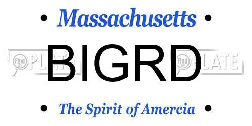 BIGRD Massachusetts License Plate