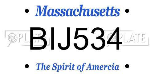 BIJ534 Massachusetts License Plate