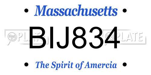 BIJ834 Massachusetts License Plate