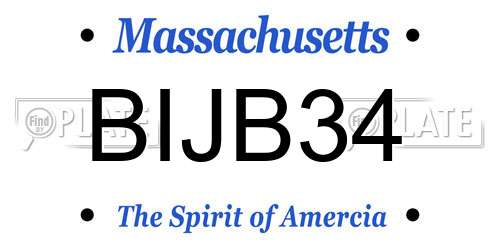 BIJB34 Massachusetts License Plate