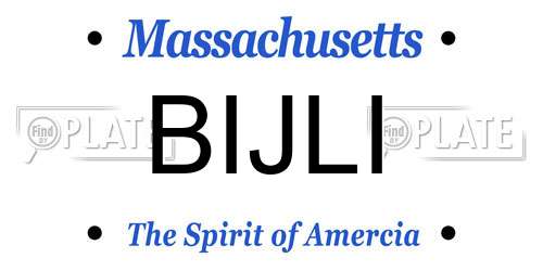 BIJLI Massachusetts License Plate
