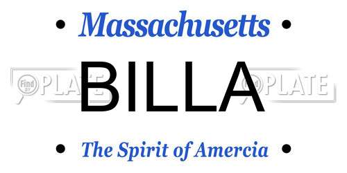 BILLA Massachusetts License Plate