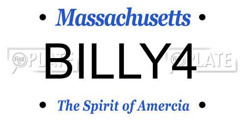 BILLY4 Massachusetts License Plate