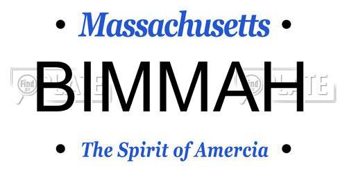 BIMMAH Massachusetts License Plate