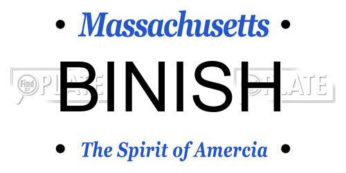 BINISH Massachusetts License Plate