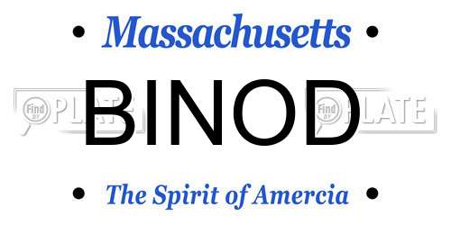 BINOD Massachusetts License Plate