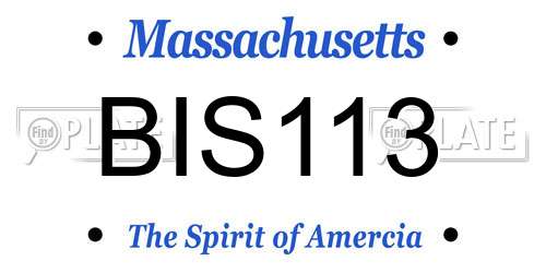 BIS113 Massachusetts License Plate