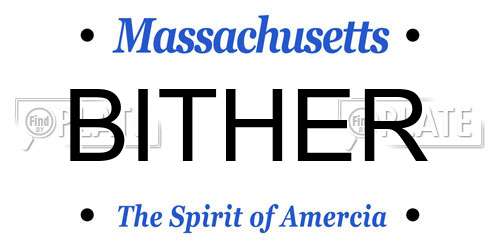 BITHER Massachusetts License Plate