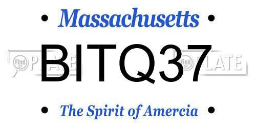 BITQ37 Massachusetts License Plate