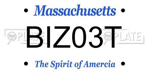 BIZ03T Massachusetts License Plate