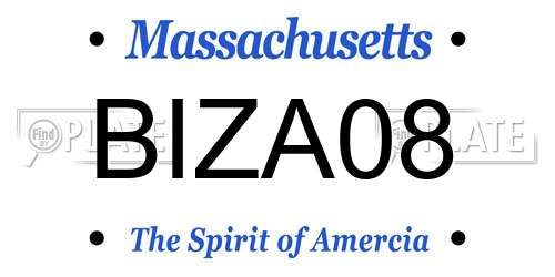 BIZA08 Massachusetts License Plate