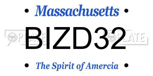 BIZD32 Massachusetts License Plate