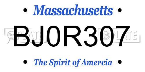 BJ0R307 Massachusetts License Plate