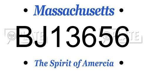 BJ13656 Massachusetts License Plate