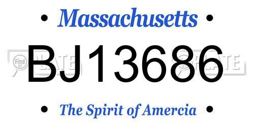 BJ13686 Massachusetts License Plate
