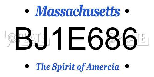 BJ1E686 Massachusetts License Plate