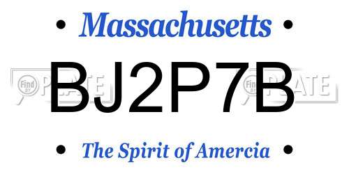 BJ2P7B Massachusetts License Plate