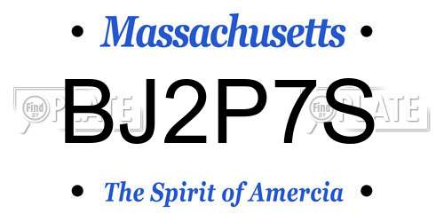 BJ2P7S Massachusetts License Plate