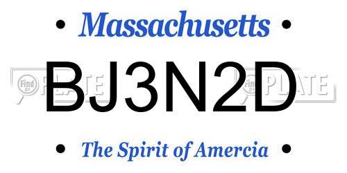 BJ3N2D Massachusetts License Plate