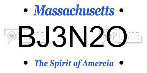 BJ3N2O Massachusetts License Plate