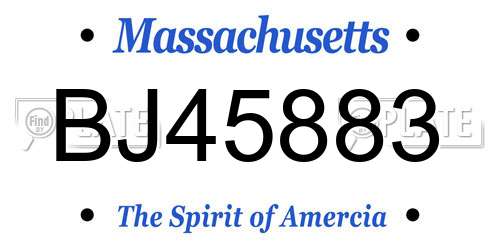 BJ45883 Massachusetts License Plate