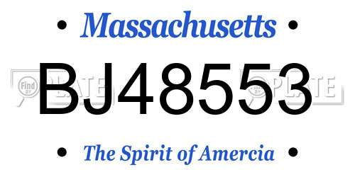 BJ48553 Massachusetts License Plate