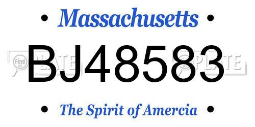BJ48583 Massachusetts License Plate