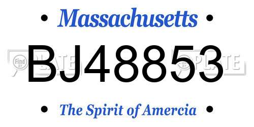 BJ48853 Massachusetts License Plate