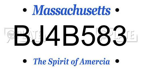 BJ4B583 Massachusetts License Plate