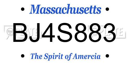 BJ4S883 Massachusetts License Plate