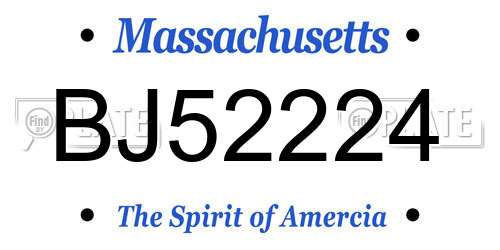BJ52224 Massachusetts License Plate