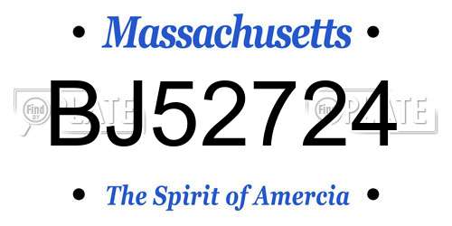 BJ52724 Massachusetts License Plate