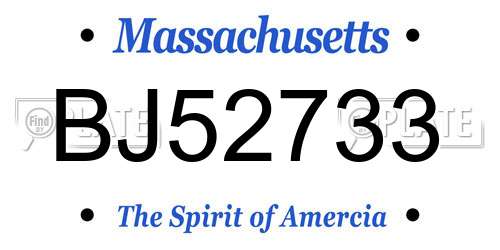 BJ52733 Massachusetts License Plate