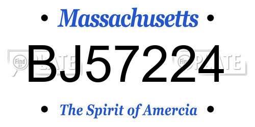 BJ57224 Massachusetts License Plate