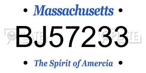 BJ57233 Massachusetts License Plate