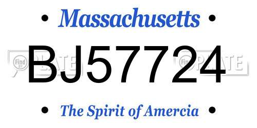 BJ57724 Massachusetts License Plate