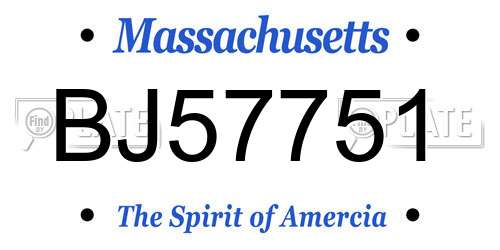 BJ57751 Massachusetts License Plate