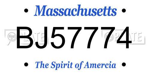 BJ57774 Massachusetts License Plate