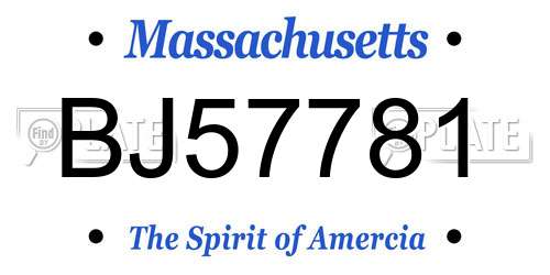 BJ57781 Massachusetts License Plate